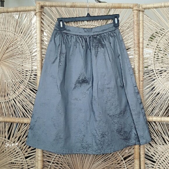 Socialiate Shiny Silver Midi Skirt - Picture 1 of 5